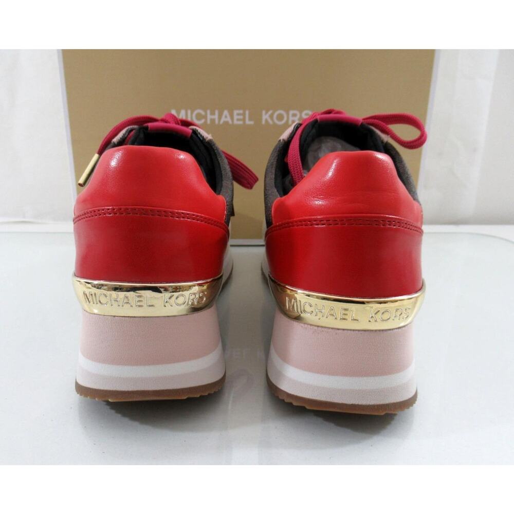 Michael Kors Size 7 Monique Trainer Lace Up Sneakers MK Logo Brown - Picture 7 of 8